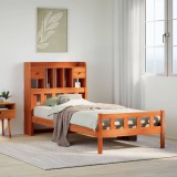 VidaXL Pat bibliotecă fără saltea maro ceruit 75x190 cm lemn masiv pin 3322182