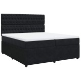 Cumpara ieftin Pat box spring cu saltea, negru, 200x200 cm, catifea