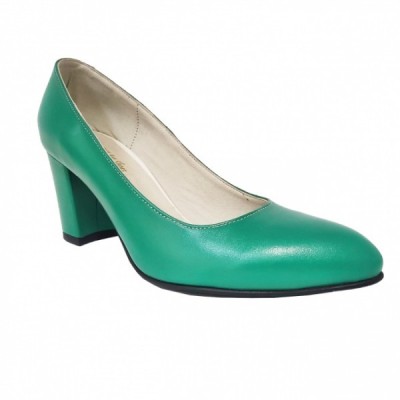 Pantofi eleganti dama, verzi, din piele naturala box, toc 6 cm - NA87V2 foto