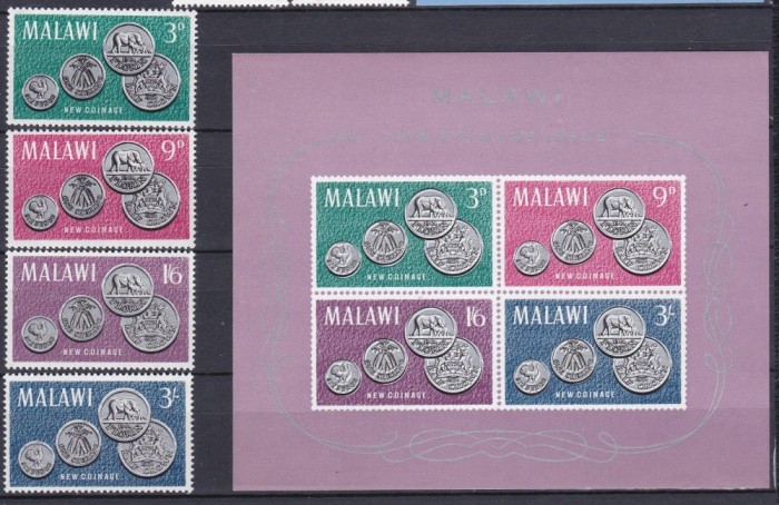 DB1 Colonii 1964 Malawi Monede Noi Numismatica 4 v. + SS MNH