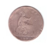 Moneda Marea Britanie 1 penny 1893, uzata, curata
