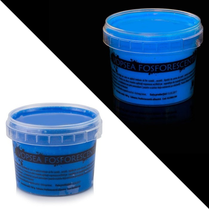 Vopsea glow in the dark fosforescenta care lumineaza albastru - 100 g