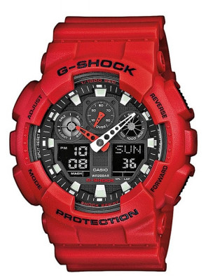 Ceas Sport Casio G-SHOCK GA-100 -Red NOU CRONOGRAF ACTIV ! ROSU MAT SUPERB foto