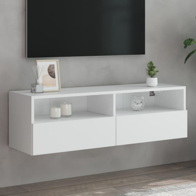 vidaXL Comodă TV de perete, alb, 100x30x30 cm, lemn prelucrat foto