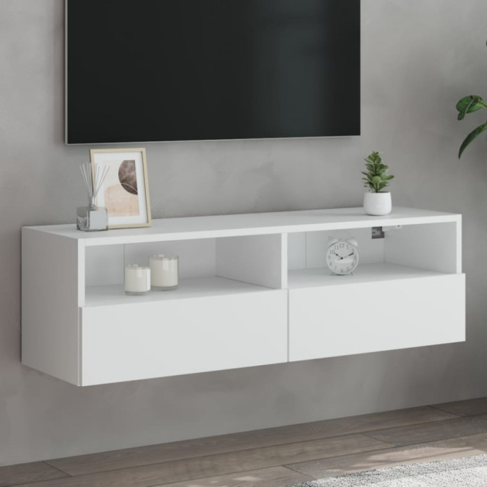 Comoda TV de perete, alb, 100x30x30 cm, lemn prelucrat GartenMobel Dekor