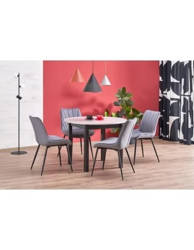Masa bucatarie si living extensibila HM Ringo, blat MDF, 6 persoane, 102-142x102x76 cm, casmir/negru