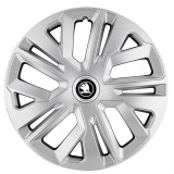 Set 4 capace roti 14``Raven Gri, pentru Skoda Alb Negru