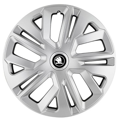 Set 4 capace roti 14``Raven Gri, pentru Skoda Alb Negru foto