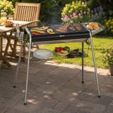 Cumpara ieftin Gratar gradina/camping cu carbuni, portabil, grill dreptunghiular, cu rafturi, structura inox, 96x61x72 cm