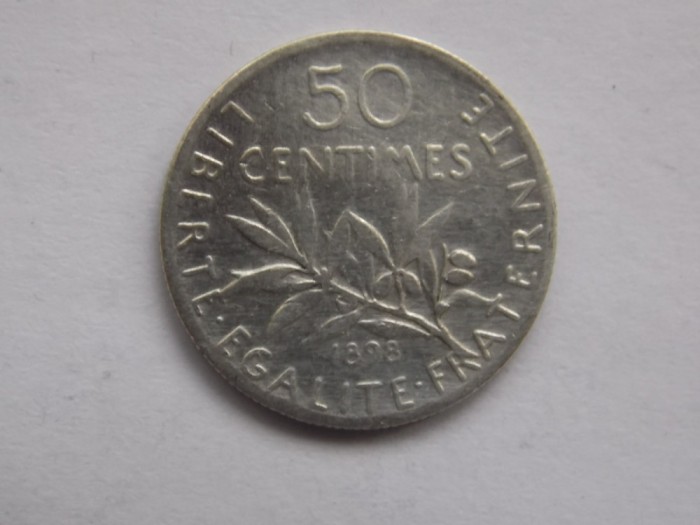 50 CENTIMES 1898 FRANTA-argint