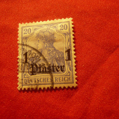 Timbru Levant German 1905 1 piastru/ 20pf albastru Germania stampilat