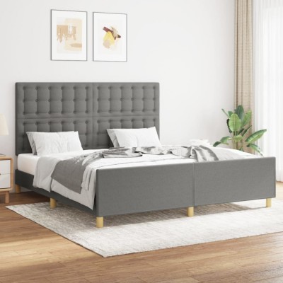 vidaXL Cadru de pat fără saltea, gri &amp;icirc;nchis, 160x200 cm, textil 3125390 foto