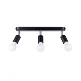Lampă De Tavan Fornes Negru Oțel 3 Becuri Reflectoare Minimalist De Interior