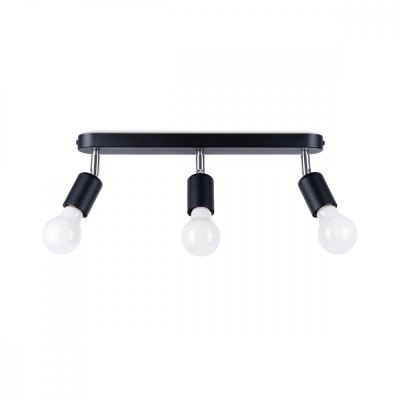Lampă De Tavan Fornes Negru Oțel 3 Becuri Reflectoare Minimalist De Interior foto
