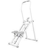 SPORTNOW Stepper Vertical Fitness cu M&acirc;nere Reglabile pe 3 Niveluri, Display LCD și Design Pliabil, 90x50x133 cm, Alb | Aosom Romania