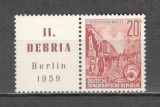 D.D.R.1959 Expozitia filatelica DEBRIA-cu vigneta SD.39, Nestampilat
