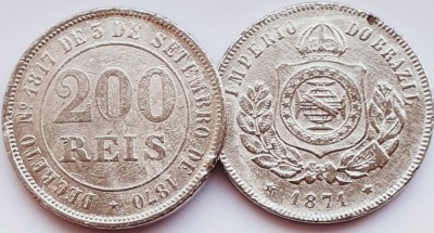 2388 Brazilia 200 Reis 1871 Pedro II km 478 foto