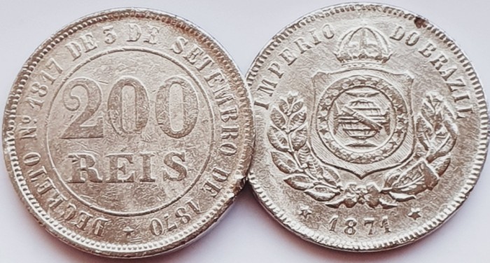 2388 Brazilia 200 Reis 1871 Pedro II km 478