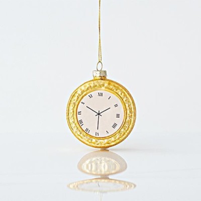 Set 4 ornamente brad din sticla Golden Clock foto
