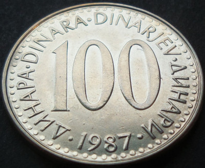 Moneda 100 DINARI / DINARA - RSF YUGOSLAVIA 1987 *cod 1532 = MODELUL MARE foto