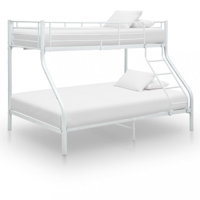 vidaXL Cadru de pat supraetajat, alb, 140 x 200/90 x 200 cm, metal