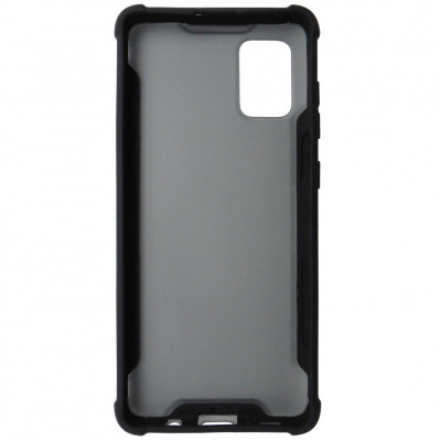 Husa tip capac spate Atlas antisoc plastic gri semitransparent + silicon negru pentru Samsung Galaxy A71 foto