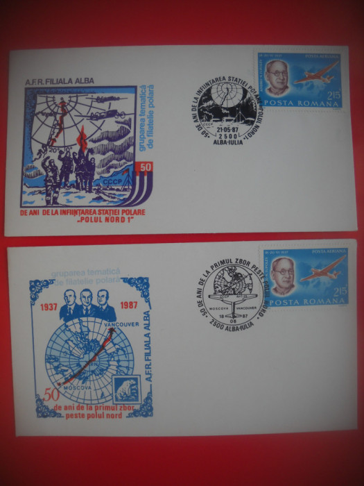 HOPCT PLIC 3391 SET 2 PLICURI 50 ANI STATIA POLARA -POLUL NORD -1987 ALBA IULIA