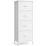 SONGMICS Comoda cu 4 sertare textile, cadru metalic si blat MDF, 40x30x95 cm, alb Household NewTrend