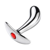Plug anal stimularea prostatei, Toyz4Lovers, metal argintiu, cu cristal decorativ rosu, [7.9cm x 2.1cm]