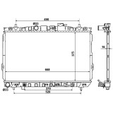 Radiator racire Hyundai Elantra (Xd), 2000-2006 1,6 77/79kw; 1,8 94/97kw; 2,0 102/105kw Benzina, Automat, Cu/fara AC, 654x374x17, Cu lipire fagure pr