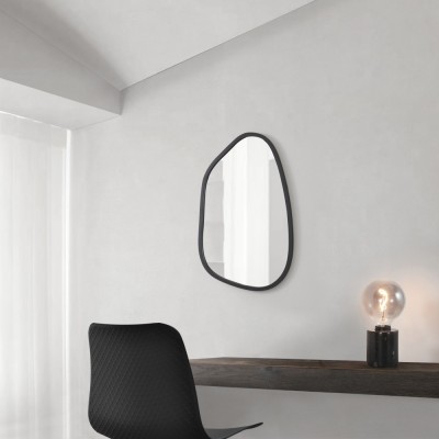 Oglinda de perete, en.casa, Filiano, 80 x 58 cm, MDF, negru mat, asimetrica HausGarden Leisure foto