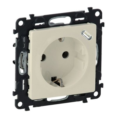 Priza schuko simpla cu USB tip C Legrand Valena Life ivoar 753235 foto