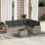 Cumpara ieftin Set canapele de grădină cu perne, 7piese gri deschis poliratan