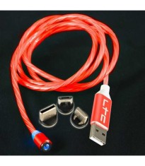 Cablu 1m 3in1 USB TYPE C iPhone Micro USB iluminat LED rosu foto