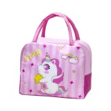 Geanta termoizolanta pentru copii, flippy, 23x13x19 cm, model imprimeu unicorn, din folie de aluminiu si panza oxford, roz