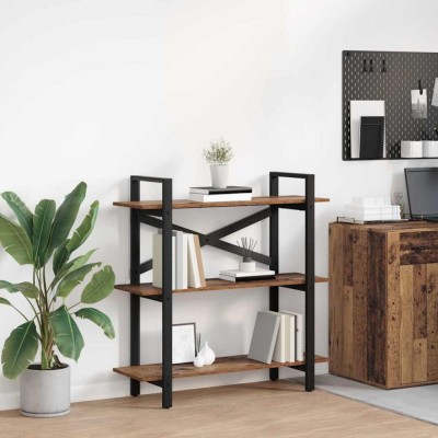 vidaXL Raft pentru cărți Lemn Vechi 100 x 33,5 x 102 cm Lemn compozit 883950 foto