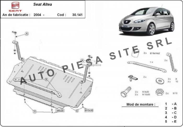 Scut metalic motor Seat Altea fabricat incepand cu 2004 APS-30,141