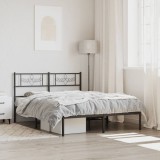 Gossi cadru de pat metalic cu tablie, negru, 140x200 cm