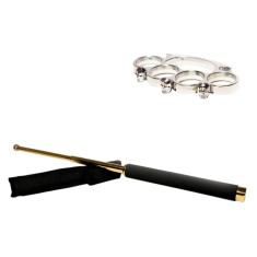 Set baston telescopic DEPOX&reg; 65 cm auriu si box craniu argintiu