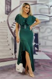 G774-12 Rochie eleganta lunga din material vaporos elastic, S/M