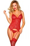 Set Lenjerie Seducatoare Mesh 3 Piese Rosu S/L