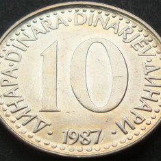 Moneda 10 DINARI / DINARA - RSF YUGOSLAVIA, anul 1987 *cod 1537 = A.UNC