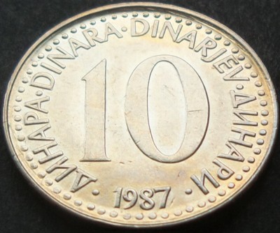 Moneda 10 DINARI / DINARA - RSF YUGOSLAVIA, anul 1987 *cod 1537 = A.UNC foto