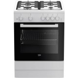 Aragaz pe gaz Beko FBGT62110GWO, 4 arzatoare, Timer, Iluminare cuptor, Siguranta flacara, Alb