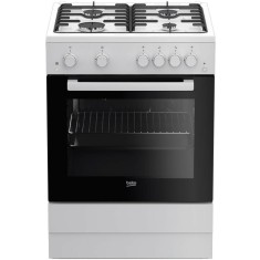 Aragaz pe gaz Beko FBGT62110GWO, 4 arzatoare, Timer, Iluminare cuptor, Siguranta flacara, Alb