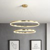 Lustra LED suspendata cu telecomanda CHRISTINE, 69W, 2 Cercuri, lumina Rece/Calda/Neutra, Dimabila, Auriu Lucios, Inaltime Reglabila ModernLight Conce, Alessandro DESIGN