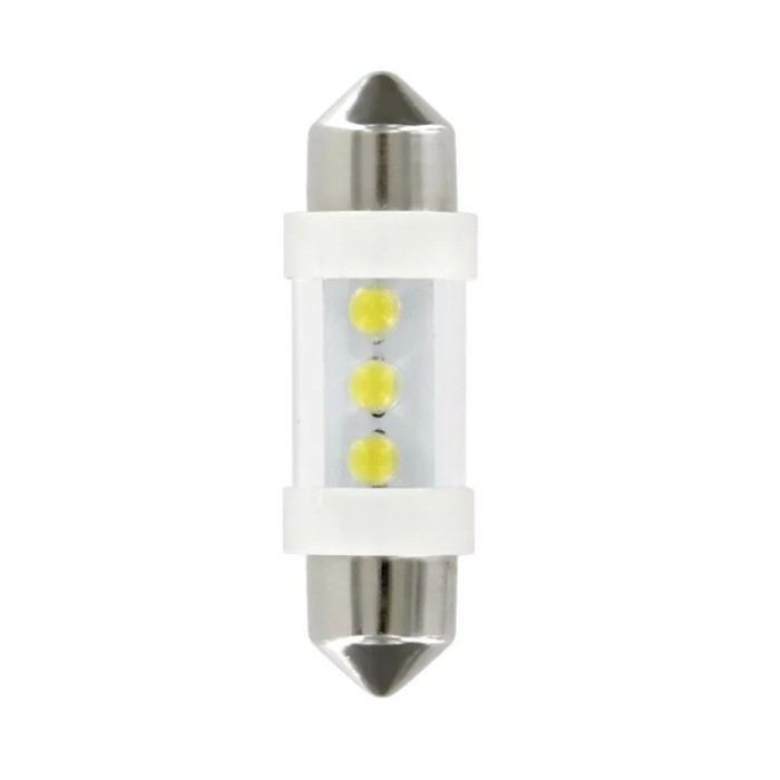 Bec tip LED 12V sofit cu 3 leduri 10x36mm SV85-8 (C5W) 2buc - Alb Garage AutoRide