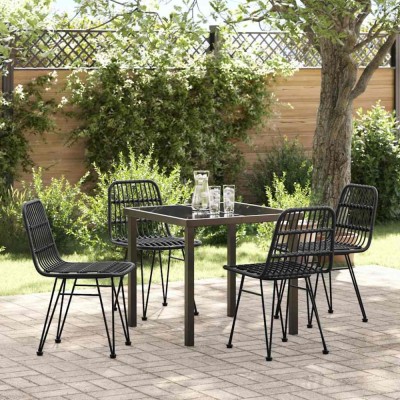 vidaXL Set de masă pentru grădină 5 pcs Negru Rattan poli 3379199 foto