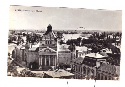 CP Arad - Vedere spre Mures, RPR, circulata 1964, uzata foto