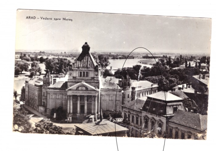 CP Arad - Vedere spre Mures, RPR, circulata 1964, uzata